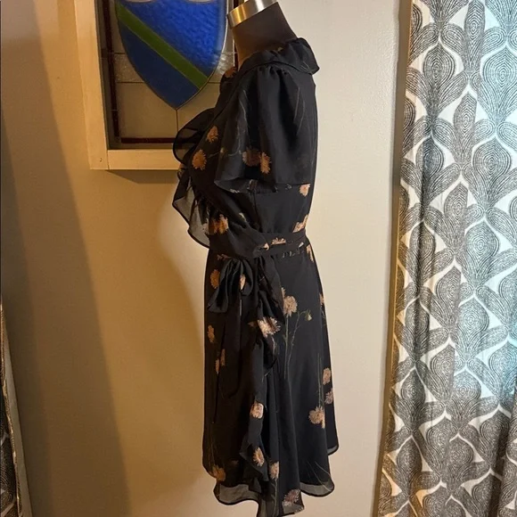 Madewell Georgette Ruffle Wrap Dress in Aster Portrait SZ Small - Picture 5 of 9